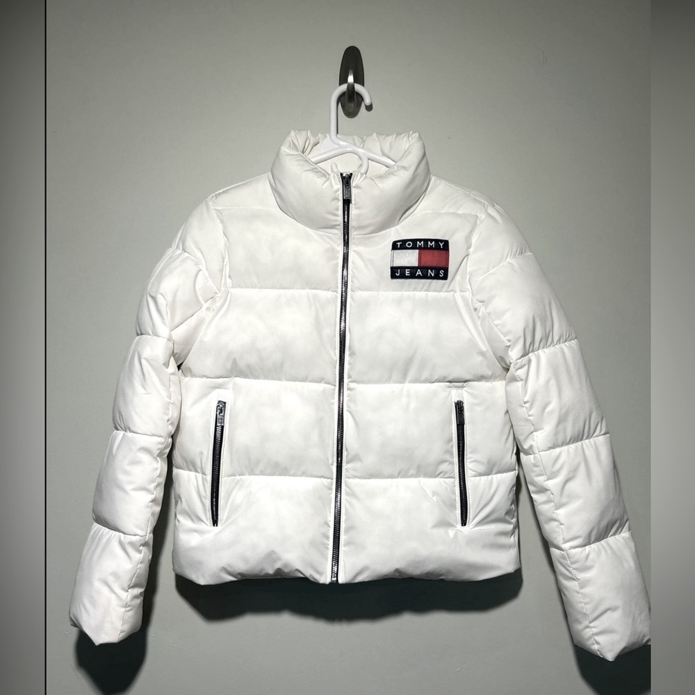Women Tommy Hilfiger White Puffer Jacket Size S Small